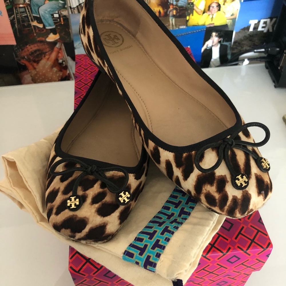 TORY BURCH Calf Hair Animal Print Ballet Flat